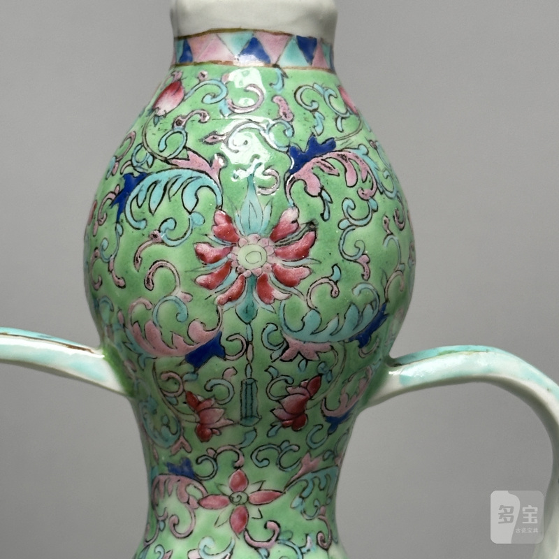 清晚期 粉彩花鸟葫芦扁瓶 - 图9